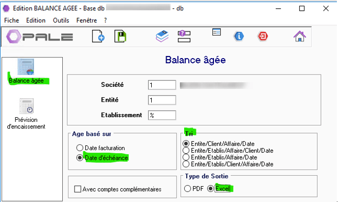Edition balance âgée dans le logiciel ERP HexaOpale