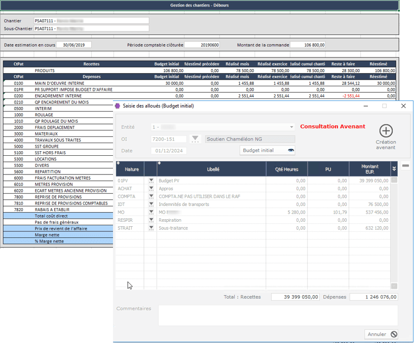 Budget d'affaires dans le logiciel ERP HExaOpale Budget d'affaires dans logiciel ERP HexaOpale